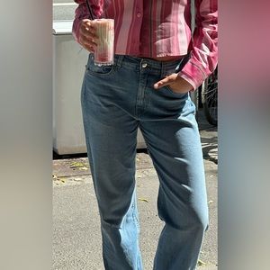 Djerf Avenue Straight Jeans Mid Blue NWOT